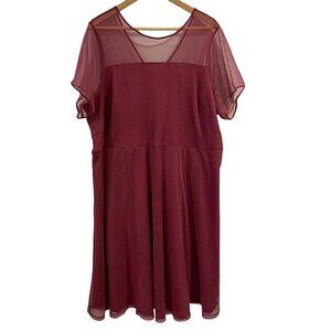 Penningtons 3X Knee Length Dress In Every Story Mauve Fit & Flare Sheer Overlay